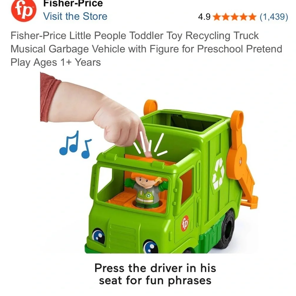 Fisher-Price Little People Recycling Truck Toy with Figure and Sounds